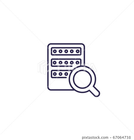 mainframe or server search, line icon on white 67064738