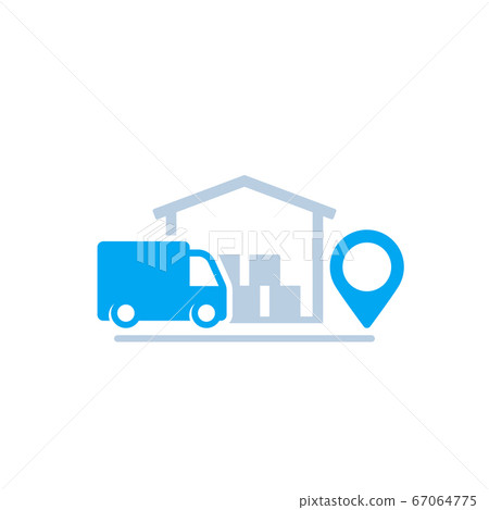 warehouse and van, delivery icon 67064775