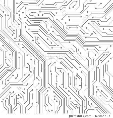 Circuit. Computer motherboard, microchip electronic technology. Hardware circuits board line vector texture 67065503