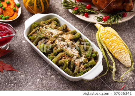 Green beans casserole with bread crumbs Green beans casserole with bread crumbs 67066341
