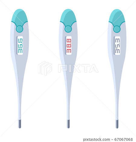 Body temp meters sticker set on white isolated - Stock Illustration ...