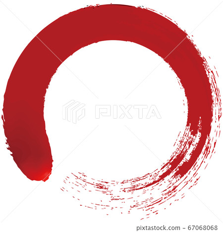 Vector illustration Brush-written red circle with a raised tip Transparent background 67068068