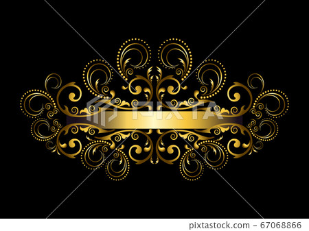 Elegant golden frame with original ribbon with... - Stock Illustration ...