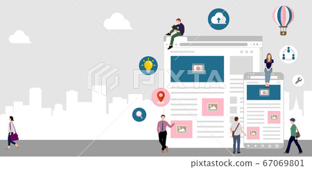 Internet, IT business, global network image banner illustration (character space) 67069801