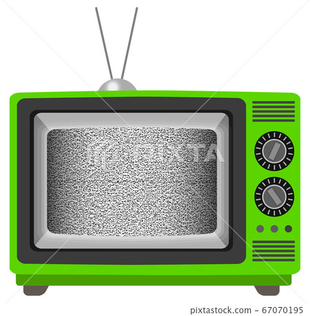 Illustration of a realistic and retro cute TV Green sandstorm screen 67070195