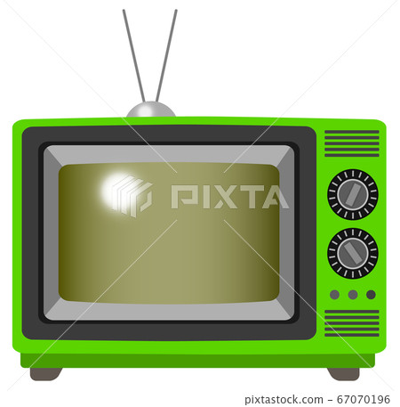 Illustration of a realistic and retro cute TV Green screen off 67070196