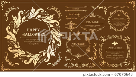 Halloween frame material, October, antique decoration, vintage pattern, plant ivy 67070643