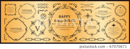 Halloween frame material, October, antique decoration, vintage pattern, plant ivy 67070671