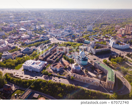 Panoramic aerial view of city of Kursk with buildings and landscape Panoramic aerial view of city of Kursk with buildings and landscape 67072740