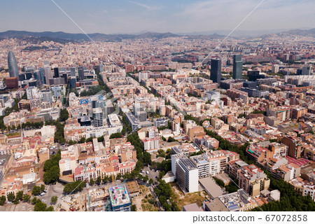 European city Barcelona with view of blocks of flats, Spain 67072858