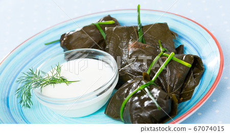 Stuffed grape leaves with assorted fillings Stuffed grape leaves with assorted fillings 67074015