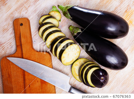 Chopped eggplants Chopped eggplants 67076363