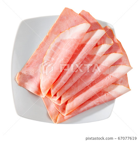 Closeup of sliced tasty ham 67077619
