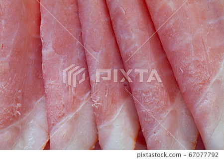 Spanish tasty meal sliced ham on table, nobody Spanish tasty meal sliced ham on table, nobody 67077792