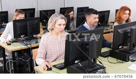 Elderly people attending pc class 67078456