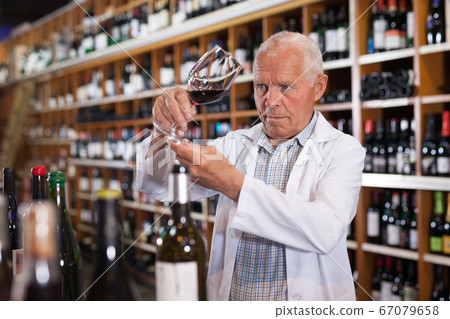 Wine producer inspecting quality of wine Wine producer inspecting quality of wine 67079658