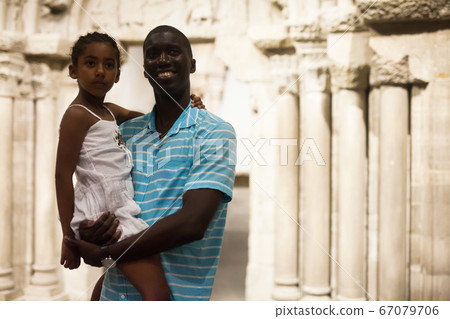 Father and daughter at hall of museum Father and daughter at hall of museum 67079706