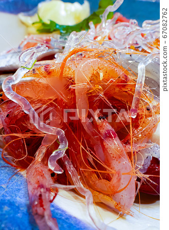 Suruga Bay Local fish Seafood bowl Raw cherry shrimp up Vertical position 67082762