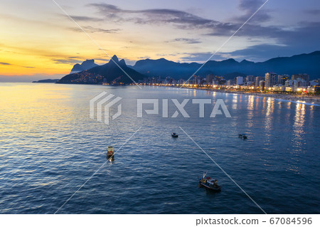 Beautiful panorama of Rio de Janeiro at twilight, Brazil. 67084596