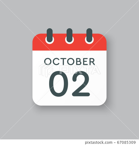 Calendar icon day 2 October, template icon date 67085309