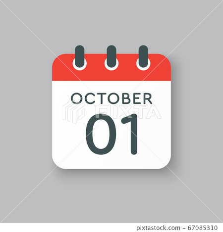 Calendar icon day 1 October, template icon date 67085310