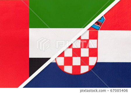 United Arab Emirates or UAE and Croatia, symbol of flags 67085406