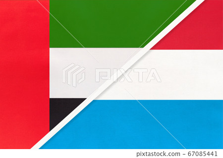 United Arab Emirates or UAE and Luxembourg, symbol flags 67085441