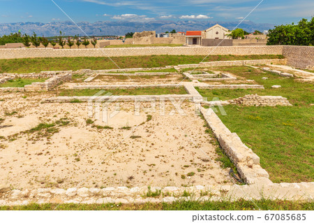 Historic city walls of Nin town in the Zadar 67085685