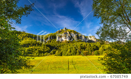 Mountain landscape with rocky peaks. 67085749