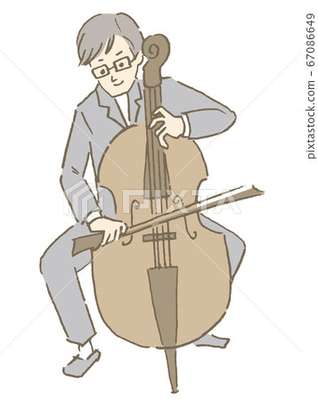 戴著眼鏡彈大提琴的男人 67086649