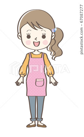 Person woman housewife apron figure whole body pose 1 67087277