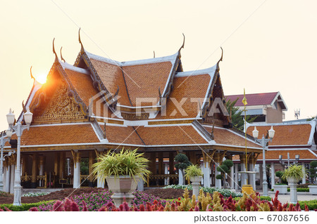 Wat Ratchanatdaram Temple in Bangkok at sunset, Thailand 67087656