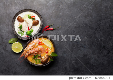 Tom Yum and Tom Kha traditional Thai soups Tom Yum and Tom Kha traditional Thai soups 67088004