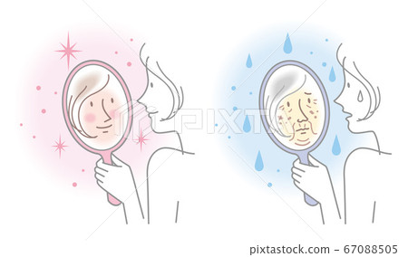 鏡子鏡子青春與衰落女性插畫 67088505