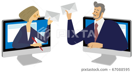 Illustration of a business email jumping out of a personal computer Illustration of a business email jumping out of a personal computer 67088595