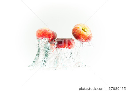 Bunch of doughnut peaches isolated on white, 67089435