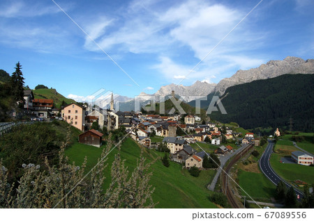 Ardez village and Swiss Alps - Engadin valley Switzerland Ardez village and Swiss Alps - Engadin valley Switzerland 67089556