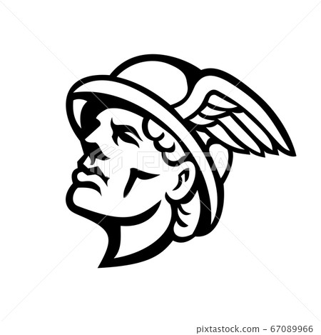 Head of Hermes Greek God Mascot Black and White 67089966