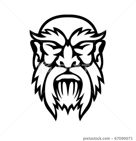 Head of Cronus Greek God Front View Mascot Black 67090071