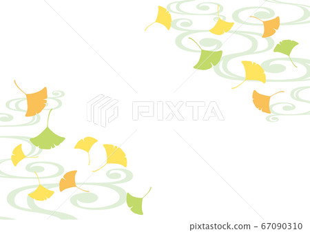 Ginkgo leaves and ripples frame Ginkgo leaves and ripples frame 67090310
