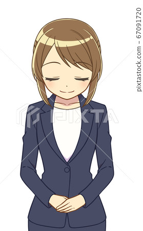 Woman in suit bowing Woman in suit bowing 67091720