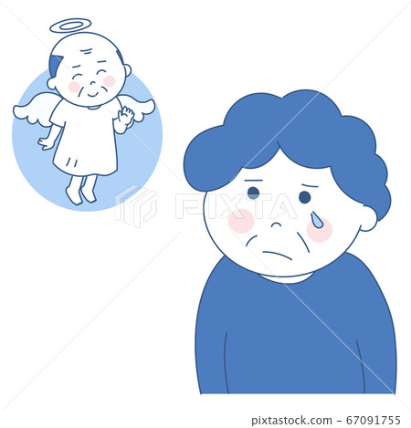 Elderly woman angel illustration to remember the deceased 67091755