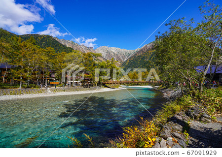 Kamikochi View of Kappa Bridge from the left bank course of Azusa River 67091929