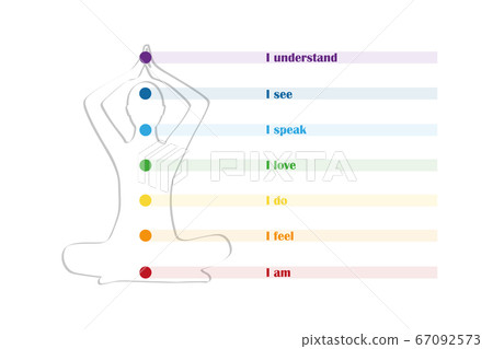 meditating person silhouette with chakra and description 67092573