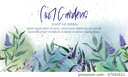 Watercolor wet background with leaves and branches Watercolor wet background with leaves and branches 67092622