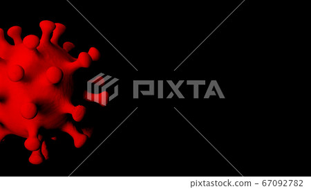 Red coronavirus on a black background copy space 67092782