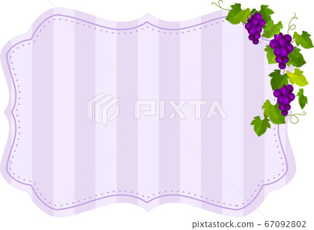 Purple grape frame, light purple striped background Purple grape frame, light purple striped background 67092802