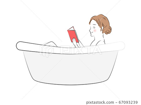 Illustration of a Woman Reading a Book While Soaking in a Bathtub Illustration of a Woman Reading a Book While Soaking in a Bathtub 67093239