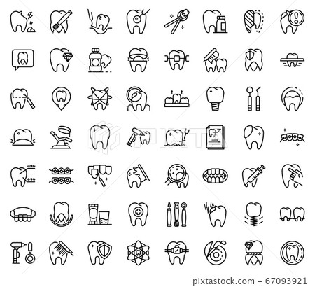 Tooth restoration icons set, outline style 67093921