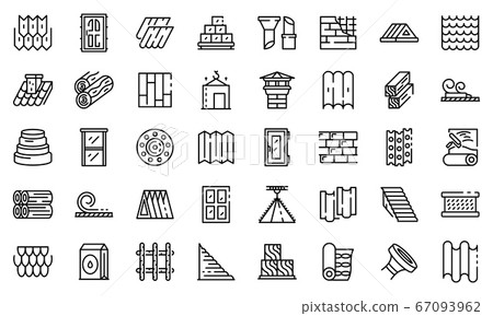 Construction materials icons set, outline style 67093962